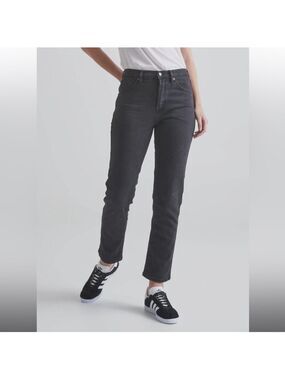 DU/ER Women's Midweight Performance Denim High Rise Straight Jeans 30x29 Black
